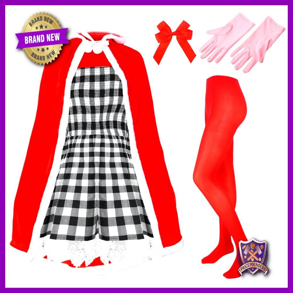 Velvet Hooded Cape Set Elegant Festive Costume Party Wear Women's Matching
